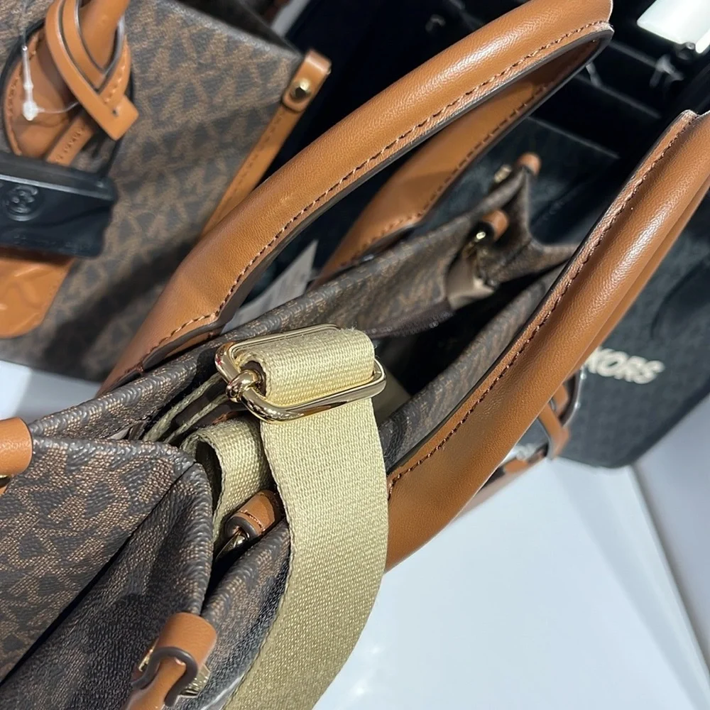Michael Kors Mirella Small Signature Logo Crossbody Bag Brown NWT